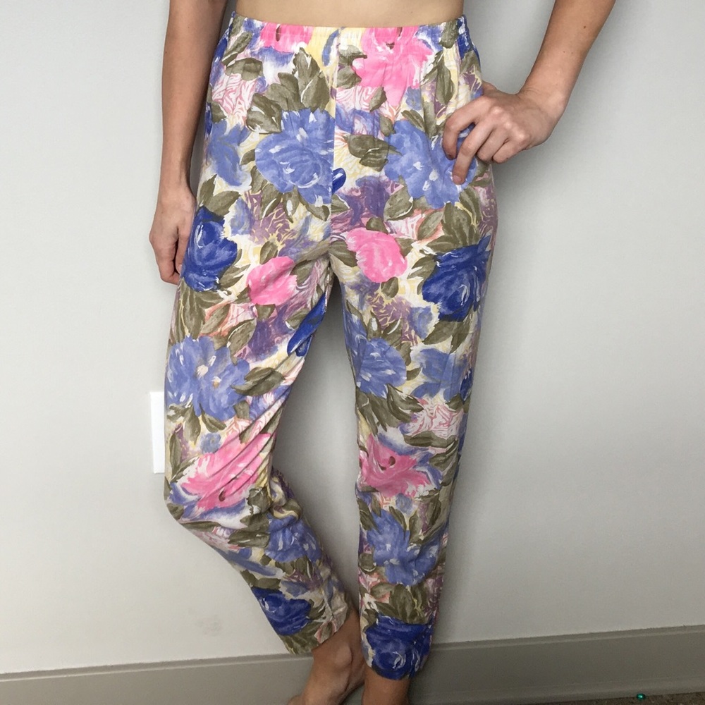 Vintage 80s Floral Print Pants
